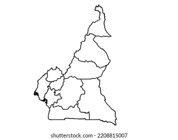 Cameroon map shadow in minimal line outline thin shape isolated vector illustration