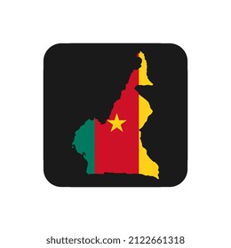 Cameroon map silhouette with flag on black background