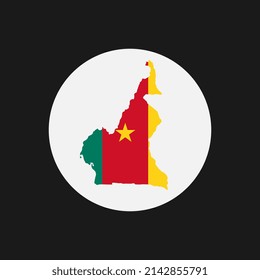 Cameroon map silhouette with flag on white background