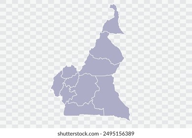 Cameroon Map silver Color on White Background quality files Png