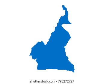 Vector azul del tono del cielo del mapa de Camerún aislado en el Vector blanco del fondo EPS 10