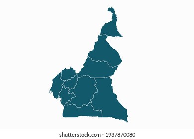 Mapa vector de Camerún. color azul sobre fondo blanco.