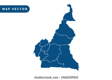 Cameroon map vector, blue color . on white background. vector eps 10.