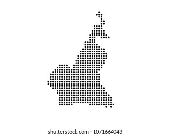 Cameroon map vector. map dotted silhouette with black dots on a white background. Vector illustration eps 10.