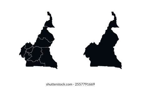 Cameroon Map vector icon. Map of Cameroon Black Silhouette.