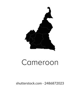 Cameroon Map Vector Illustration - Silhouette, Outline, Cameroon Travel and Tourism Map