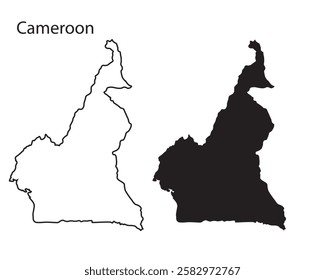 Cameroon map vector illustration, Cameroon map silhouette, Cameroon country Landscape, Black and white Cameroon map