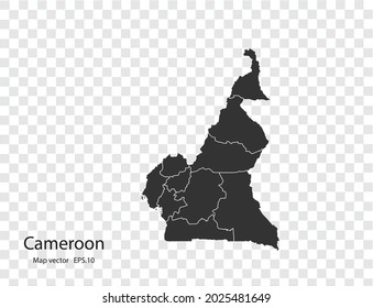 Cameroon map vector, isolated on transparent background