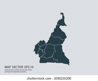 Cameroon map vector, isolated on gray background 