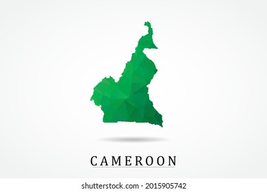 Mapa de Camerún - Mapa Mundial Plantilla vectorial internacional, estilo de polígono bajo con color verde aislado en fondo blanco - Ilustración vectorial eps 10