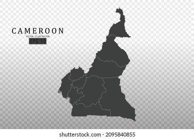 Cameroon Map - World Map International vector template with High detailed including black and grey outline color isolated on transparent background - Vector illustration eps 10