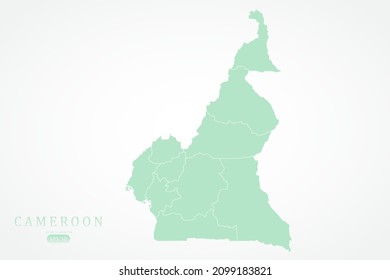 Cameroon Map - World Map International vector template with High detailed including green and white outline color isolated on white background - Vector illustration eps 10