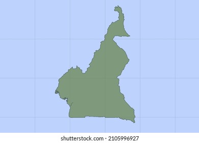 Cameroon Map - World map International vector template with green color on blue background and grid design for design, education, website, infographic, banner - Vector illustration eps 10