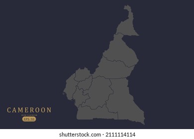 Cameroon Map - World Map International vector template with High detailed including grey and black outline color isolated on black background - Vector illustration eps 10