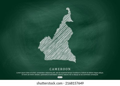 Cameroon Map - World Map International vector template with white outline graphic sketch and old school style  isolated on Green Chalkboard background - Vector illustration eps 10