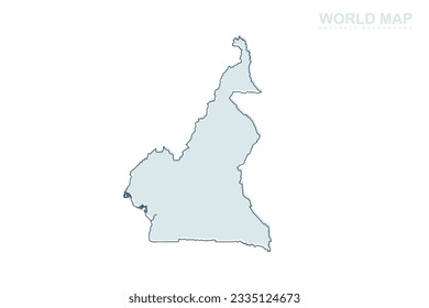 Cameroon Map - World map International vector template with blue stork line and blue geometric shapes isolated on white background for design, infographic, website - Vector illustration eps 10