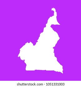 Cameroon map-White map on purple background. Each city and border has separately. Vector illustration eps 10.