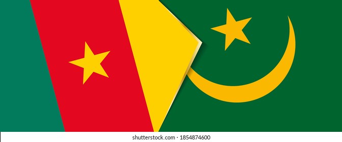Banderas de Camerún y Mauritania, dos banderas vectoriales símbolo de relación o enfrentamiento.