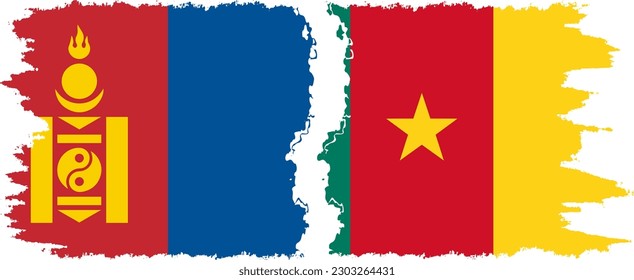 Conexión de banderas de grifo del Camerún y Mongolia, vector