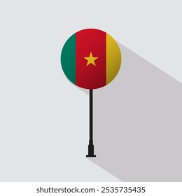 Cameroon National Circle Sign Flag Vector Illustration