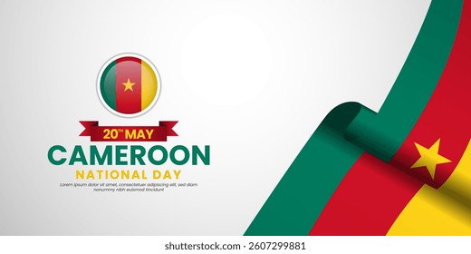 Cameroon national day banner background with realistic flag design with blank space area