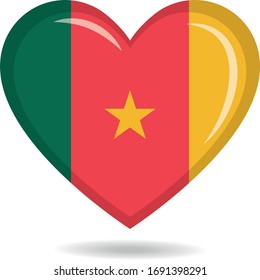 Cameroon national flag in heart shape vector illustration