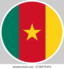 Ilustración vectorial nacional de la bandera de Camerún en forma de círculo, diseño de alta calidad