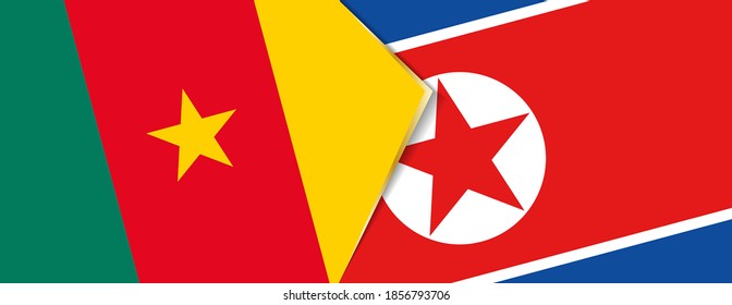 Cameroon and North Korea flags, two vector flags symbol of relationship or confrontation.