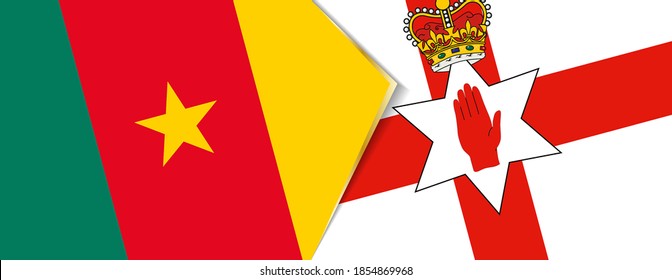 Banderas del Camerún y de Irlanda del Norte, dos banderas vectoriales símbolo de relación o enfrentamiento.
