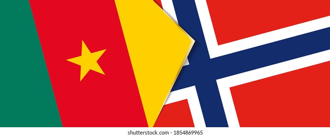 Cameroon and Norway flags, two vector flags symbol of relationship or confrontation.