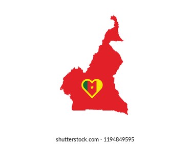Cameroon outline map country shape heart symbol love state borders