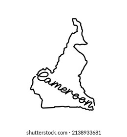 Cameroon outline map with the handwritten country name. Continuous line drawing of patriotic home sign. A love for a small homeland. T-shirt print idea. Vector illustration.