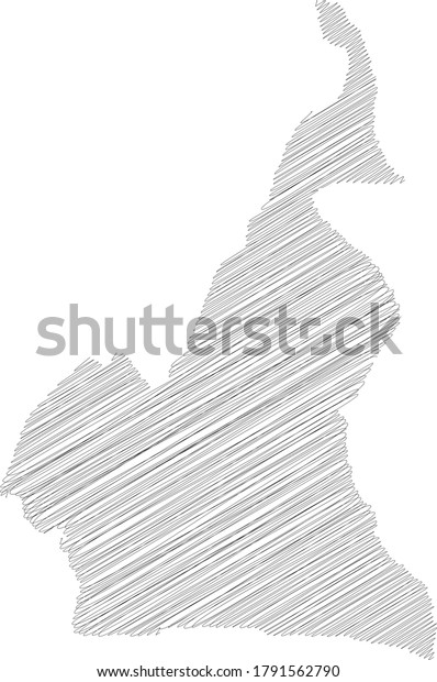 Image Vectorielle De Stock De Cameroun Dessin Au Crayon Carte