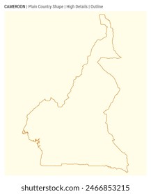 Cameroon plain country map. High Details. Outline style. Shape of Cameroon. Vector illustration.