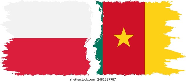 Cameroon and Poland grunge flags connection, vector