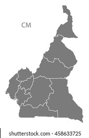 Cameroon provinces Map grey