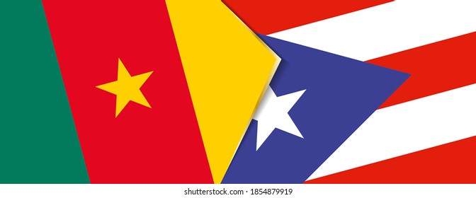 Cameroon and Puerto Rico flags, two vector flags symbol of relationship or confrontation.
