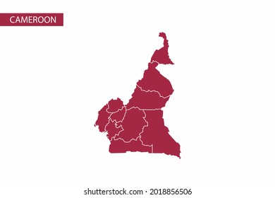 Cameroon red map detailed vector.
