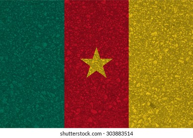 Cameroon; Republic of Cameroon; RÃ?Â©publique du Cameroun, Cameroonian flag with grunge texture.Vector template