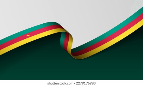 Cameroon ribbon flag background. Element of impact for the use you want to make of it.