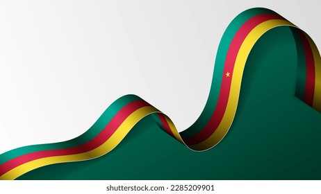 Cameroon ribbon flag background. Element of impact for the use you want to make of it.