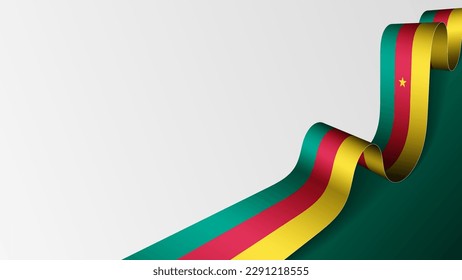 Cameroon ribbon flag background. Element of impact for the use you want to make of it.