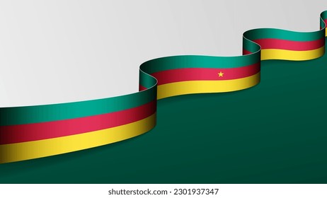 Cameroon ribbon flag background. Element of impact for the use you want to make of it.