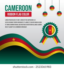 Cameroon ribbon flag with Flag badge and decoration