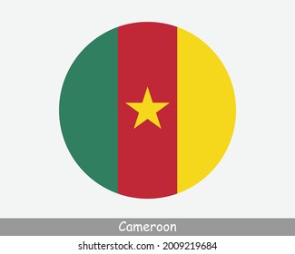 Cameroon Round Circle Flag. Cameroonian Circular Button Banner Icon. EPS Vector