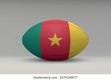 Cameroon rugby ball featuring the national flag design on a gray background