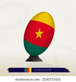 Cameroon Rugby Ball on Rugby Kicking Tees with Modern Design. Illustration perfect for sports, national pride, and rugby-related projects.