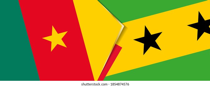 Cameroon and Sao Tome and Principe flags, two vector flags symbol of relationship or confrontation.