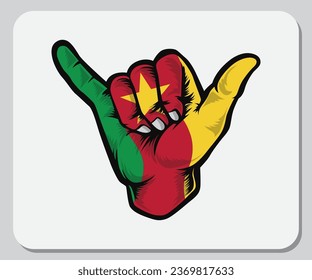 Cameroon Shaka Hand Good Vibes Flag