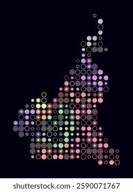 Cameroon, shape of the country build of colored cells. Digital style map of the Cameroon on dark background. Large size circle blocks. Modern vector illustration.